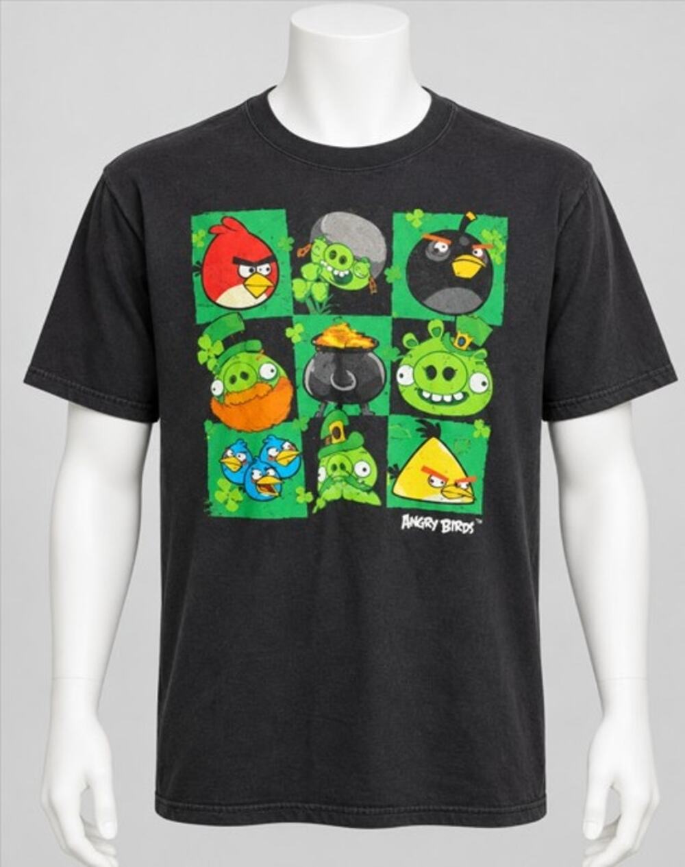 Angry Birds Fifth Sun St Patricks Day Black Graphic T Shirt XL Pre Owned